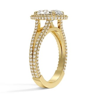 Custom Split Shank Oval Halo Diamond Ring