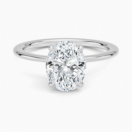18K White Gold Petite Secret Halo Diamond Ring
