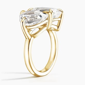 Toi et Moi Heart and Emerald Cut White Topaz Cocktail Ring