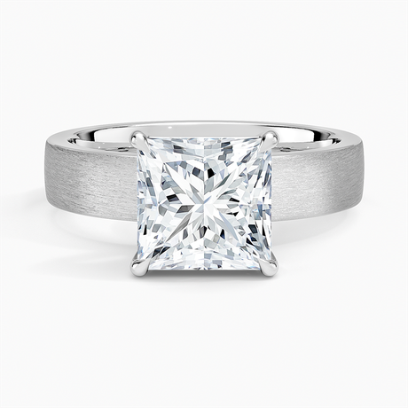 18K White Gold Peyton 4mm Satin Finish Solitaire Ring