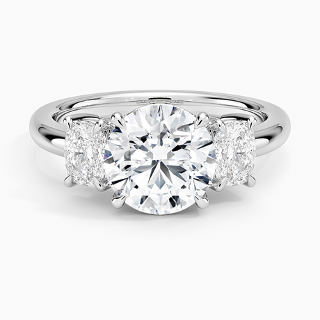 Platinum Faye Elongated Cushion Three Stone Diamond Ring