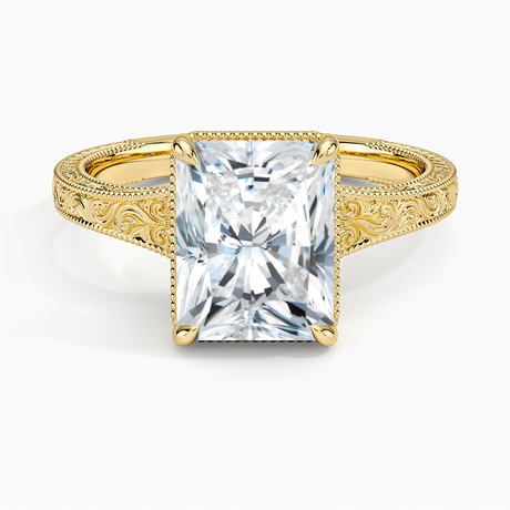 Tapered Elsie Engraved Solitaire Ring