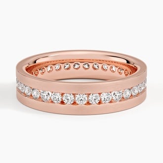Mojave Matte Channel Set Lab Diamond 5.5mm Wedding Ring in 14K Rose Gold