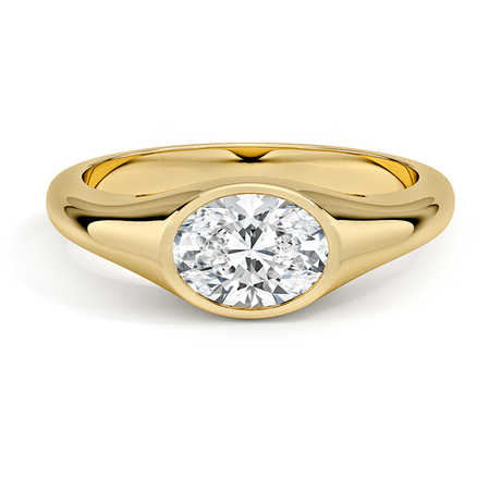 East-West Bezel Solitaire Signet Ring