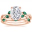 14KR Moissanite Willow Bridal Set With Lab Emerald Accents, smalltop view