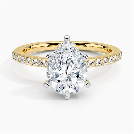 18K Yellow Gold Six Prong Petite Shared Prong Diamond Ring (1/5 ct. tw.)