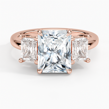 14K Rose Gold Luxe Helena Radiant-Cut Three Stone Diamond Ring