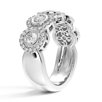 Custom Five Stone Halo Diamond Ring