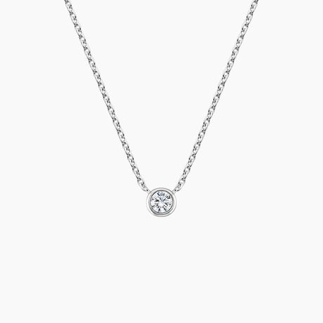 Lab Diamond Bezel Solitaire Pendant (1/10 ct. tw.) in 14K White Gold