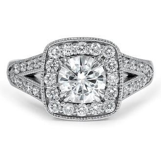 Custom Split Shank Squared Halo Ring