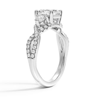 Custom Twisting Three Stone Diamond Ring