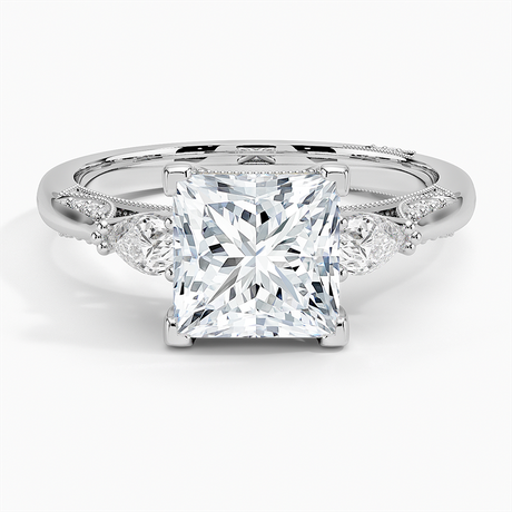 Three Stone Milgrain Pavé Diamond Setting