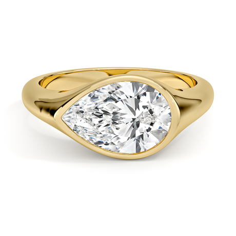 18K Yellow Gold East-West Bezel Solitaire Signet Ring