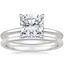 18K White Gold Audrey Perfect Fit Solitaire Ring with Petite Comfort Fit Wedding Ring