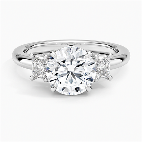 18K White Gold Helena Radiant-Cut Three Stone Diamond Ring (3/8 ct. tw.)