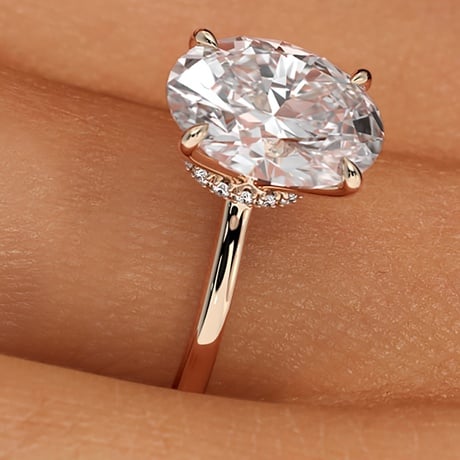 14K Rose Gold Secret Halo 1.5mm Diamond Ring