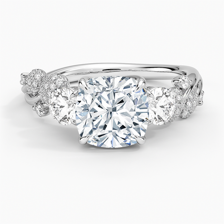 18K White Gold Canopy Three Stone Diamond Ring