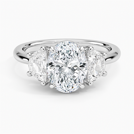 Half Moon Three Stone Diamond Ring
