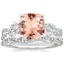 18KW Morganite Three Stone Luxe Willow Diamond Ring with Luxe Winding Willow Diamond Ring, smalltop view