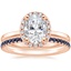 14K Rose Gold French Halo Diamond Ring with Luxe Ballad Sapphire Ring