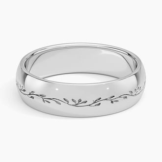 Verdure Engraved 5mm Ring in Platinum