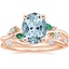 14K Rose Gold Arden Diamond Ring with Lab Emerald Accents with Winding Willow Diamond Ring