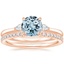 14KR Aquamarine Perfect Fit Three Stone Pear Diamond Ring with Luxe Ballad Diamond Ring, smalltop view