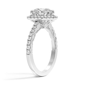 Custom Hexagon Halo Diamond Ring