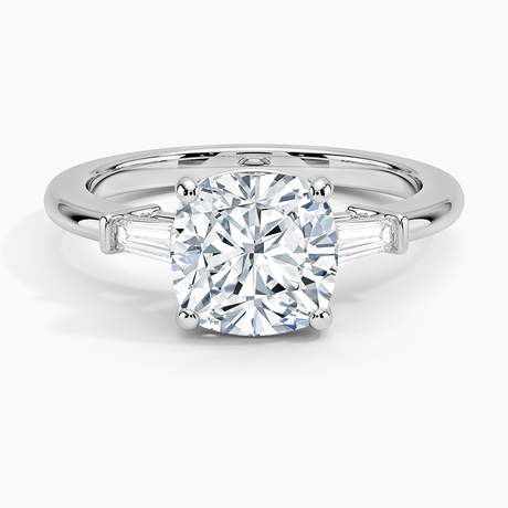 18K White Gold Symphony Tapered Baguette Three Stone Diamond Ring (1/5 ct. tw.)