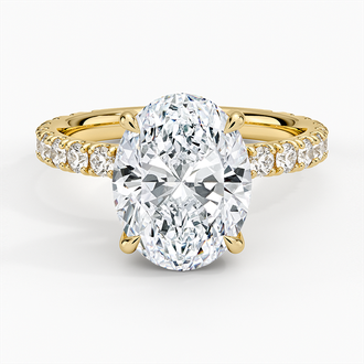 Grand Perfect Fit Three-Quarter with 3ct Oval Certified Lab Diamond in 18K Yellow Gold