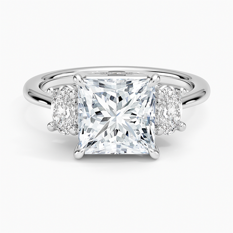 18K White Gold Oval-Cut Three Stone Diamond Ring (1/2 ct. tw.)