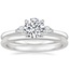 18K White Gold Perfect Fit Three Stone Pear Diamond Ring with Petite Comfort Fit Wedding Ring