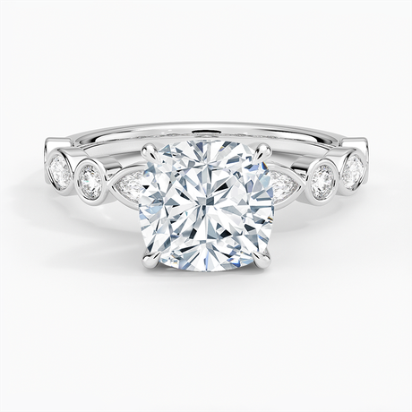 18K White Gold Versailles Bezel Diamond Ring