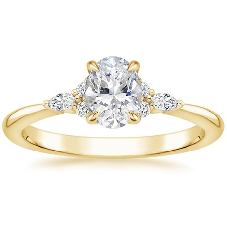 18K Yellow Gold Nadia Diamond Ring with Aria Contoured Diamond Ring
