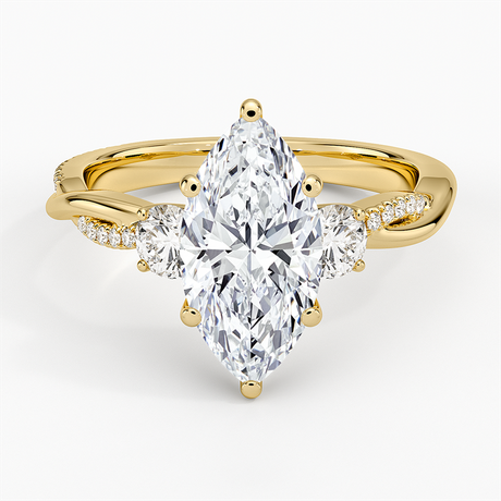 18K Yellow Gold Petite Twisted Vine Three Stone Diamond Ring (2/5 ct. tw.)