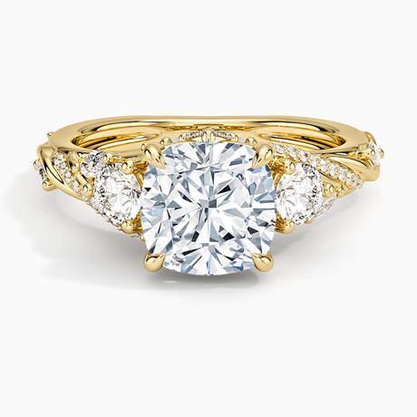 Begonia Vine Three Stone Diamond Ring