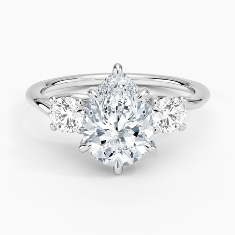 18K White Gold Luxe Delilah Three Stone Diamond Ring