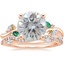 14K Rose Gold Arden Diamond Ring with Lab Emerald Accents with Luxe Winding Willow Diamond Ring (1/4 ct. tw.)