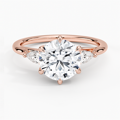 14K Rose Gold Delilah Three Stone Pear Diamond Ring (1/5 ct. tw.)