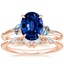 14K Rose Gold Camellia Indigo Milgrain Ring with Yvette Diamond Ring