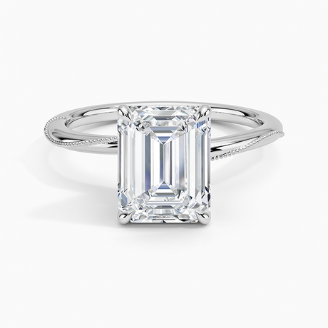 Platinum Adorned Camellia Milgrain Diamond Ring