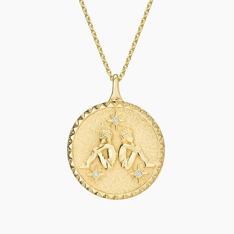 Gemini Zodiac Diamond Medallion Necklace