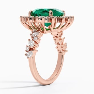 Olivetta Lab Emerald and Lab Diamond Cocktail Ring