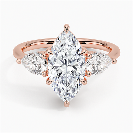 14K Rose Gold Luxe Opera Three Stone Diamond Ring