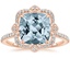 14K Rose Gold Reina Halo Diamond Ring, smalltop view