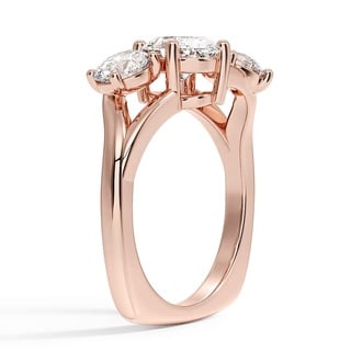 Custom Tilted Three Stone Diamond Ring