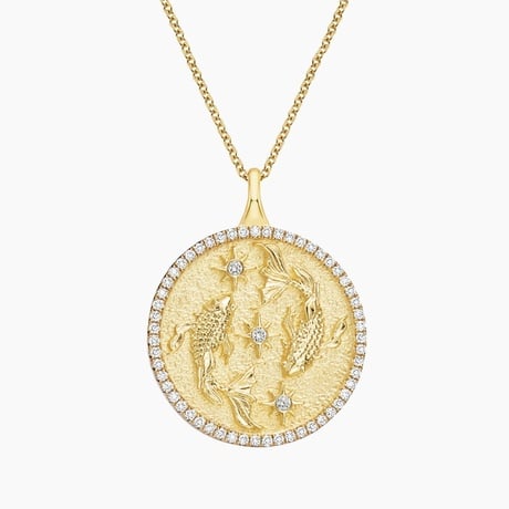 Luxe Pisces Zodiac Diamond Medallion Necklace