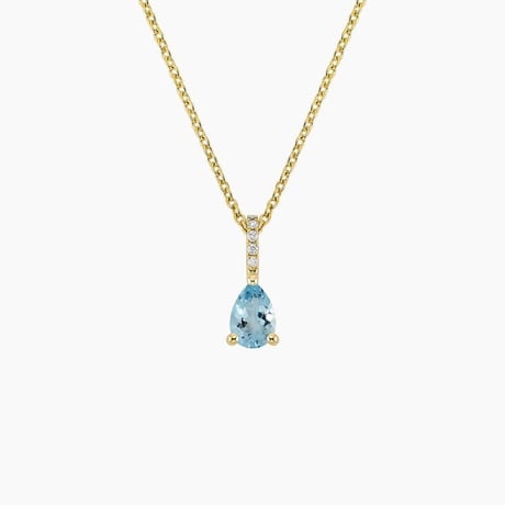 Aquamarine and Diamond Birthstone Pendant Necklace