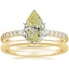 18K Yellow Gold Luxe Petite Shared Prong Diamond Ring with Petite Comfort Fit Wedding Ring