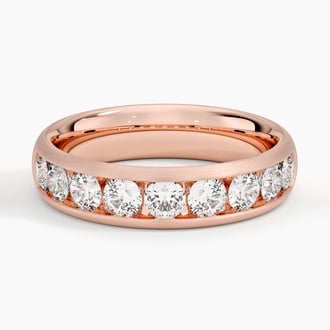 Channel Set Lab Diamond 5.5mm Matte Wedding Ring in 14K Rose Gold